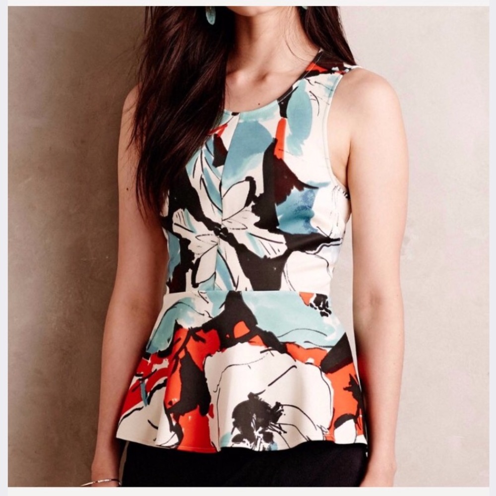 Anthropologie Akemi + Kin Floral Peplum Tank